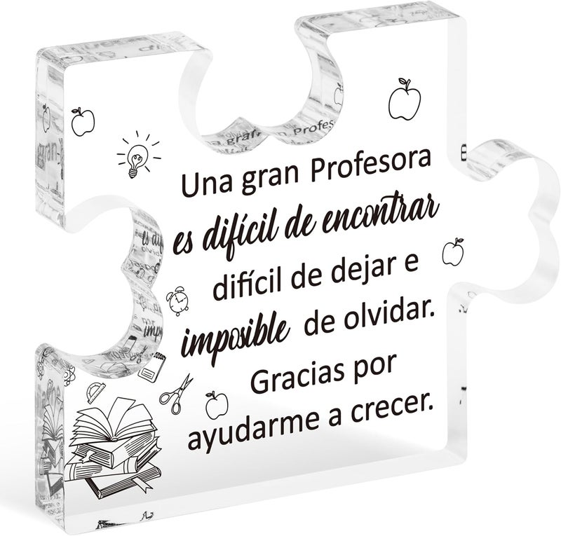 Yopyame Spanish Teacher Appreciation Gifts - Regalos para Maestra Acrylic Plaque Thank You Gifts for Teacher from Students End of Year Graduation Christmas Birthday Thanksgiving Gifts for Teachers - Image 1